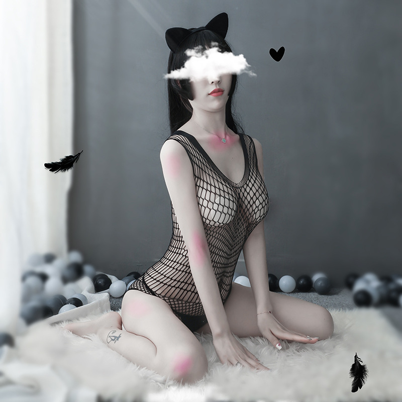 European and American Style Erotic Lingerie, Transparent Hollow-Out Sleepwear, Bodystocking, Seamless Mesh Bikini