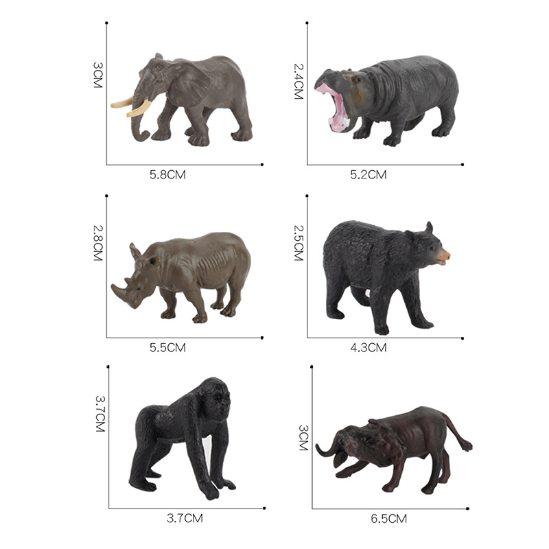 Simulación DE LOS NIÑOS bosque zoológico mini estática modelo juguete orangután hipopótamo elefante oso negro pintado a mano traje animal