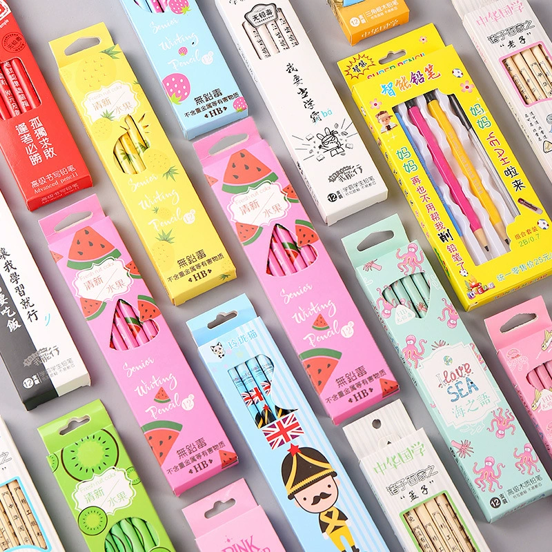 Детский мультфильм фрукты 12 в коробке письменный карандаш для рисования кисть серия живопись студент письмо HB карандаш оптом