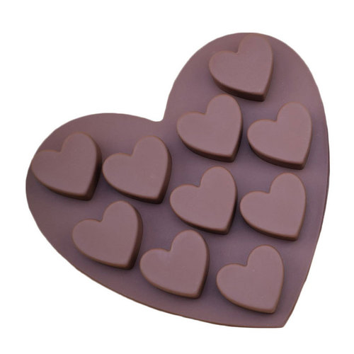 10连爱心硅胶巧克力翻糖模具饼干蛋糕烘焙模具冰格滴胶模具