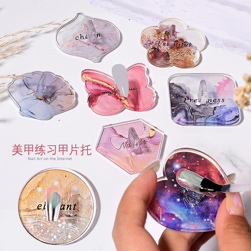 Popular Japanese ins style nail acrylic practice stand display base nail mop round Butterfly Nail pad holder