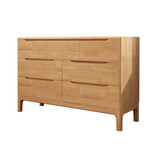 Nordic solid wood chest of drawers, retro simple oak chest of drawers, sideboard, Japanese style six-drawer chest, modern simple chest of drawers