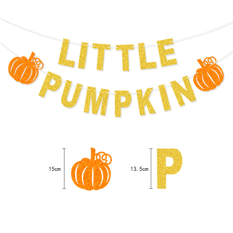 Acción de Gracias decoración del partido europeo y americano cadena bandera guirnalda pequeña calabaza carta brillo guirnalda