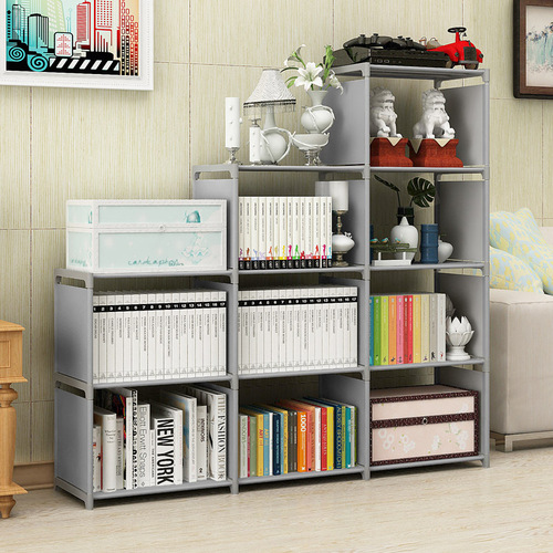 Simple bookshelf, trapezoidal bookcase, storage shelf, student bookshelf, assembled storage rack, bookshelf set, wholesale