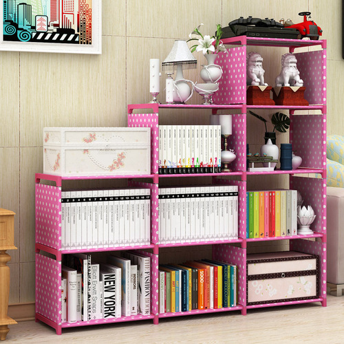 Simple bookshelf, trapezoidal bookcase, storage shelf, student bookshelf, assembled storage rack, bookshelf set, wholesale