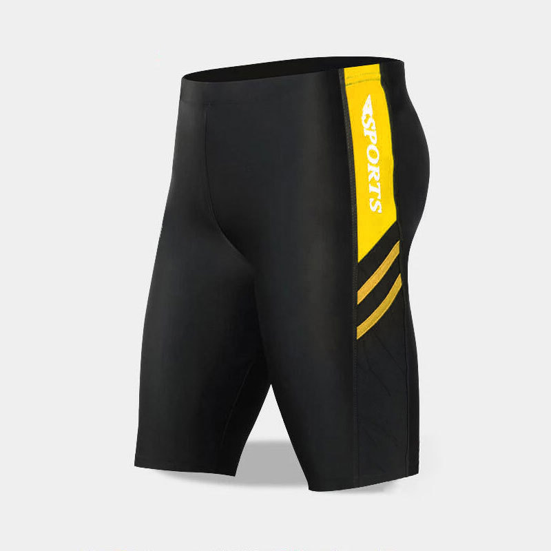 Bañador quinto pantalones de los hombres entrenamiento profesional boxeador anti-vergüenza delgada de aguas termales de secado rápido equipo de natación largo bañador
