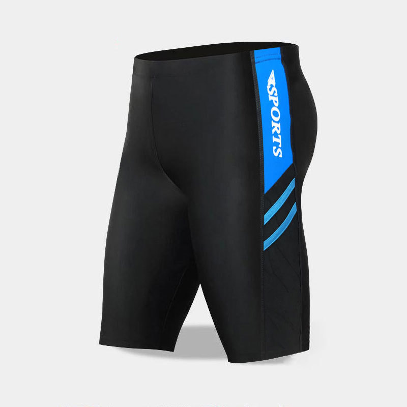 Bañador quinto pantalones de los hombres entrenamiento profesional boxeador anti-vergüenza delgada de aguas termales de secado rápido equipo de natación largo bañador