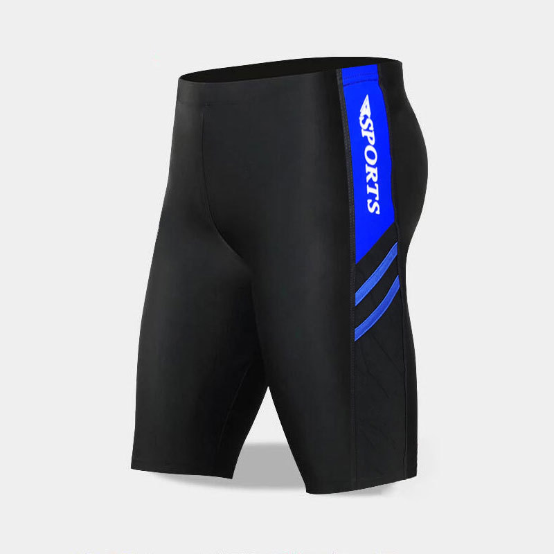 Bañador quinto pantalones de los hombres entrenamiento profesional boxeador anti-vergüenza delgada de aguas termales de secado rápido equipo de natación largo bañador