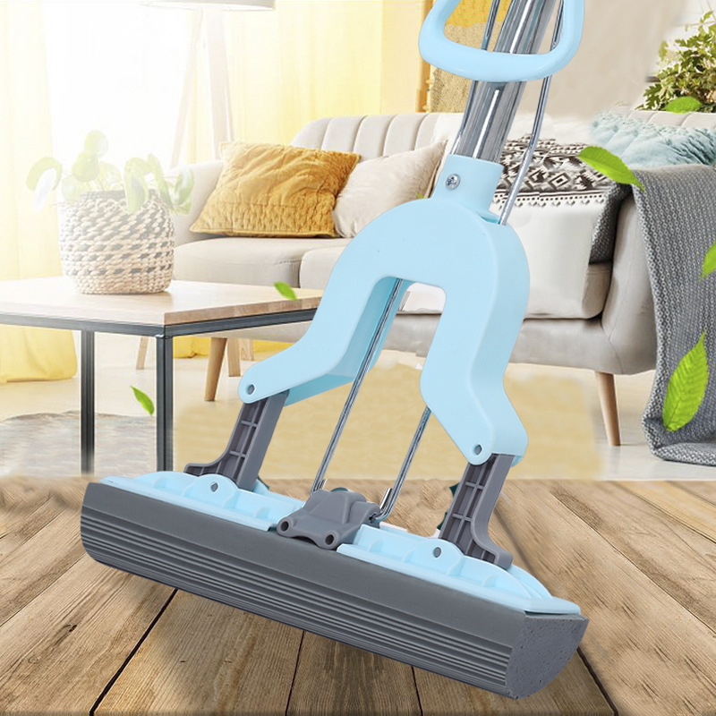 Sponge Lazy Mop Hand-free Washable Foldable Telescopic Rod Squeeze Water Household Floor Mop Absorbent Gum Mop Wholesale