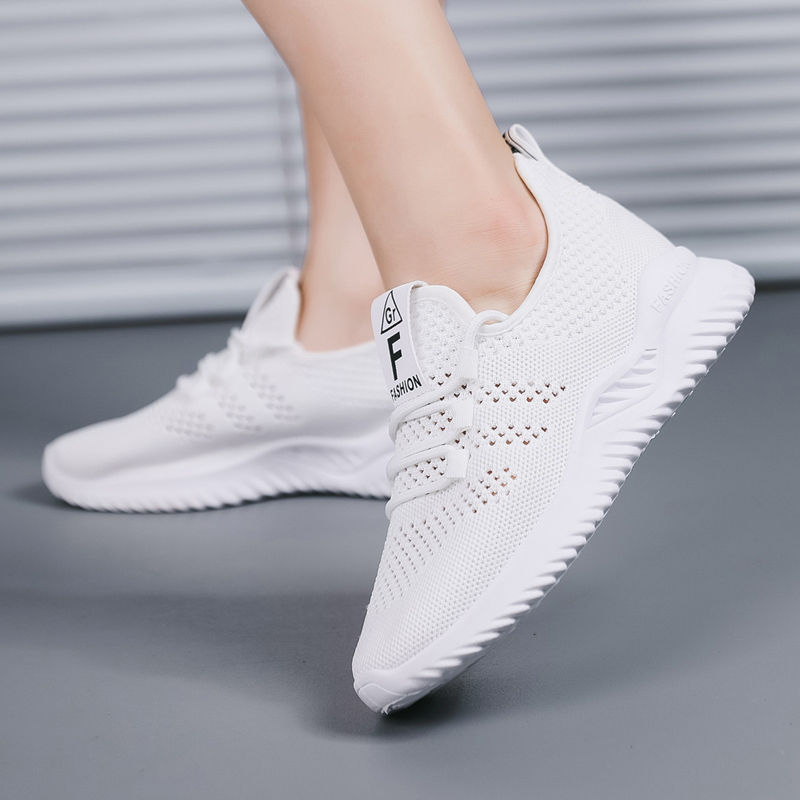One-Piece Drop-Shipping Summer Mesh Shoes, Fly-Knit Casual Women's Shoes, Breathable Lightweight Sports Shoes, Running Shoes, Women's Mesh Shoes