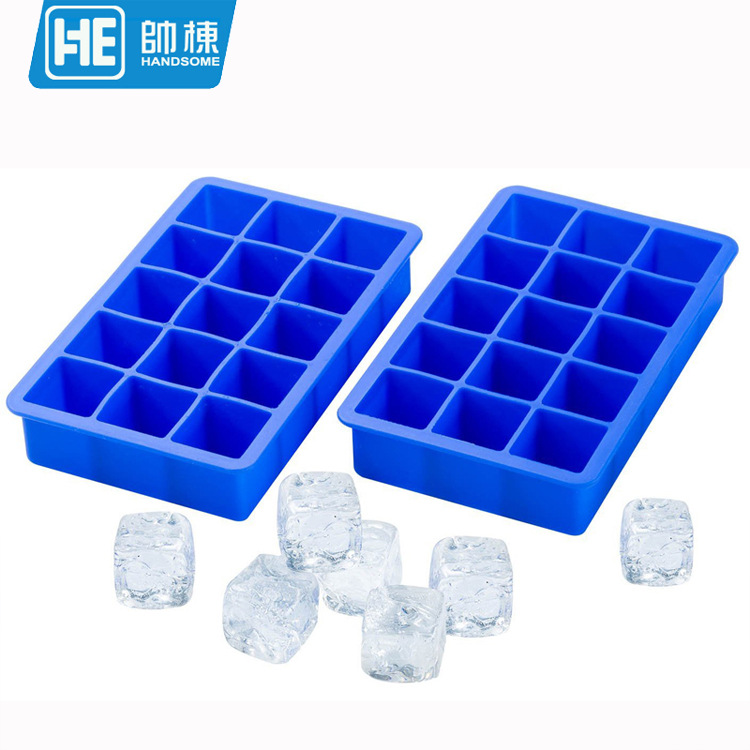 Suministro directo de fábrica engrosada cubo de hielo de silicona 15-rejilla cubo de hielo 3,3 CM molde de cubo de hielo de silicona creativa cubo de hielo caja de suplemento alimenticio