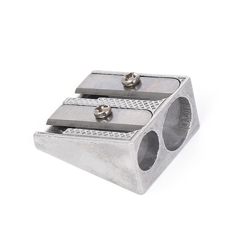Factory direct supply creative aluminum alloy pencil sharpener double hole bevel metal pencil sharpener pencil plane wholesale primary school supplies