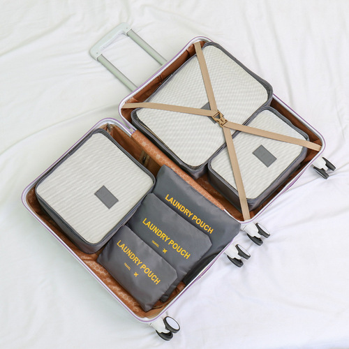 Travel Storage Bag 6-Piece Set | Luggage Organizer Bag Kit | Large-Sized Clothing Sorting Pouches