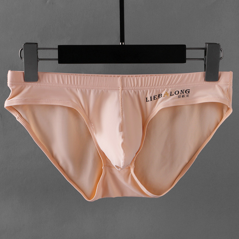 Calzoncillos de seda de hielo cintura baja de los hombres sexy ropa interior de los hombres delgados pantalones cortos de bolsillo de choque hombres jóvenes moda al por mayor entrega