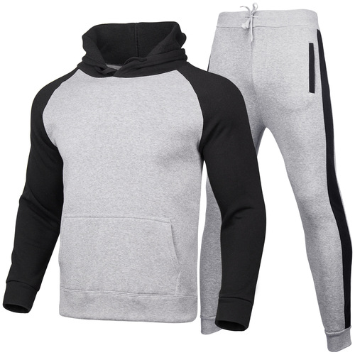 Autumn/Winter Men's Fashion Brand Hooded Sweatshirt Set for Men, Hooded Padded Sweatshirt, Solid Color Sweatshirt