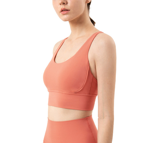 lulu outdoor nude cross beautiful back sports vest women's running yoga bra with chest pad push-up fitness underwear