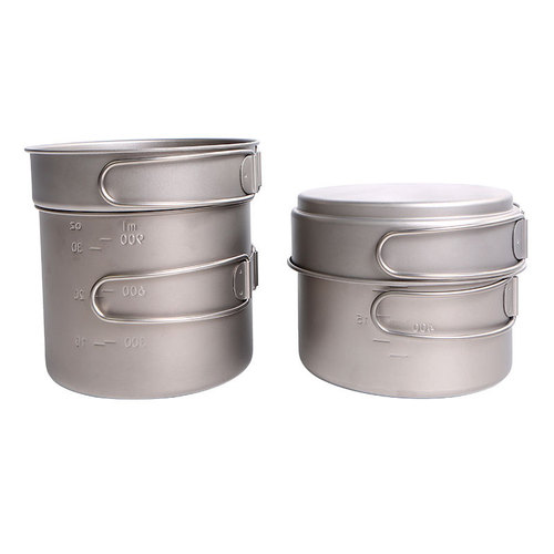 Outdoor Pure Titanium 1100-1600L Pot Burner Set for Cooking Rice and Stews, Folding Pot with Foldable Handle, Hanging Pot Set