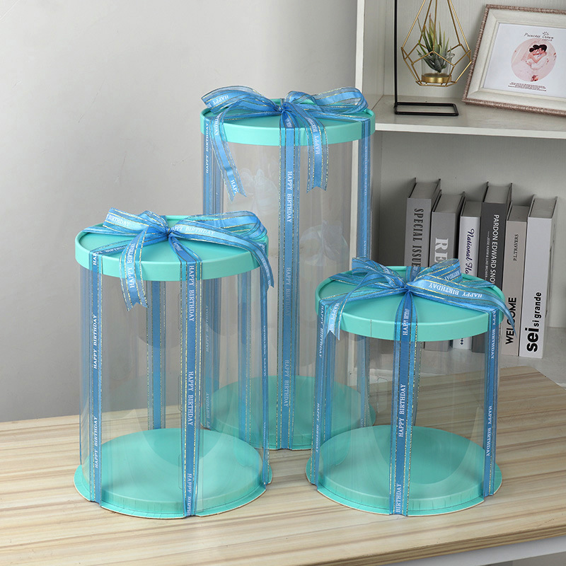 圆形透明蛋糕盒6寸8寸10寸单层双层加高四层网红气球蛋糕包装盒子