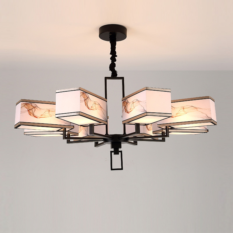 Nueva lámpara china estilo chino estilo creativo dormitorio lámpara de sala de estar casera personalidad Zen edificio dúplex conjunto de lámparas candelables