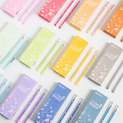 Eastmill DM-1319 Colored Neutral Pen with Cute Water Pen Holder, 12 Pieces, 0.5mm, Small and Fresh Handwriting Pen