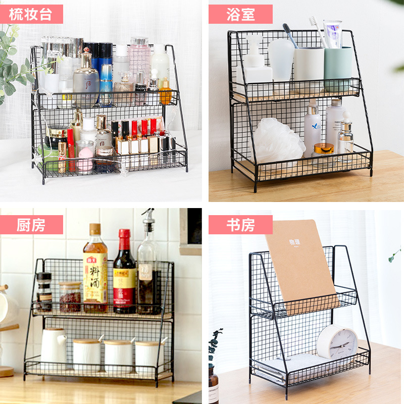 Directo de fábrica de cosméticos de escritorio de la joyería rack de almacenamiento de hierro de acero inoxidable de la Cocina Baño rack de almacenamiento