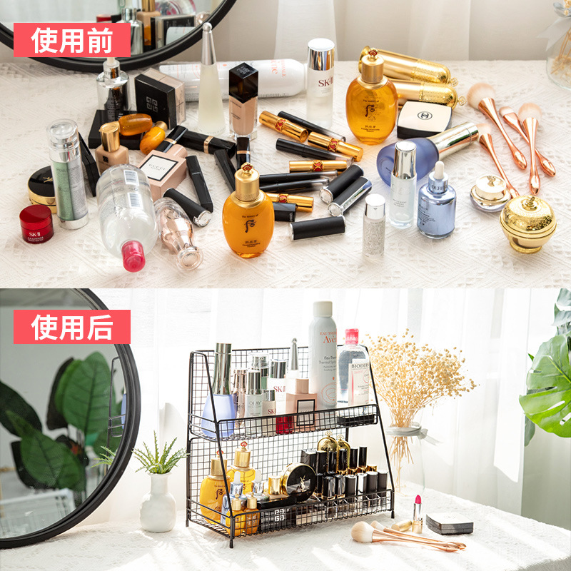 Directo de fábrica de cosméticos de escritorio de la joyería rack de almacenamiento de hierro de acero inoxidable de la Cocina Baño rack de almacenamiento