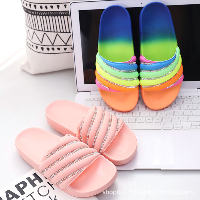 아프리카 핫 유럽 및 미국 라인 석 샌들 및 슬리퍼 아마존 AliExpress 폭발 미끄럼 방지 슬리퍼 아우터 비치 여성 신발