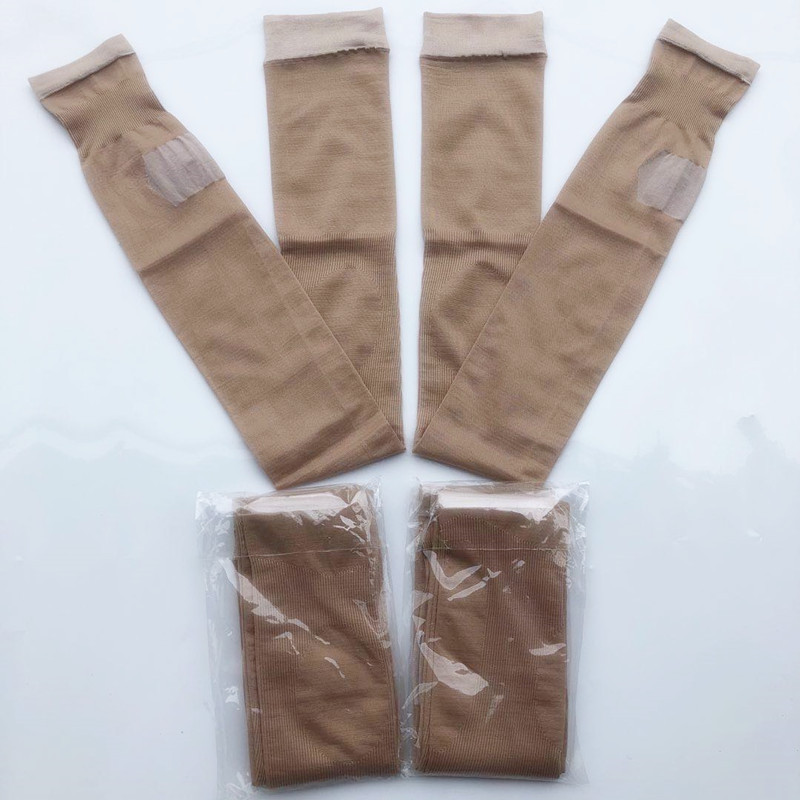 Venta al por mayor TikTok transmisión en vivo 480D dormir pierna Shaping Skinny calcetines Amazon punta abierta que forma sobre la rodilla presión pantimedias