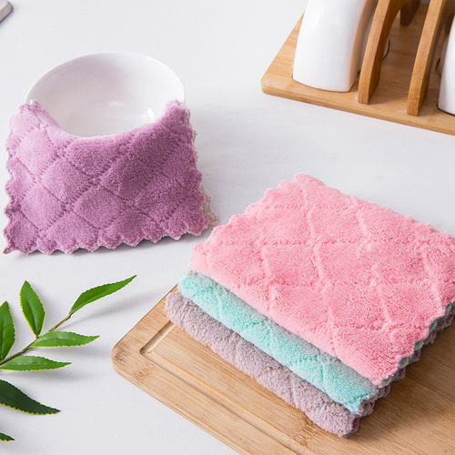 Thickened dishwashing cloth, absorbent rag, non-stick oil scouring pad, kitchen dishcloth, cleaning cloth, table wiping dish towel
