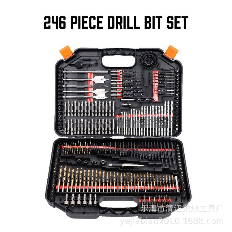 246件套钻头组套工具组合套装木工扁钻 批头 麻花钻 水泥钻开孔器