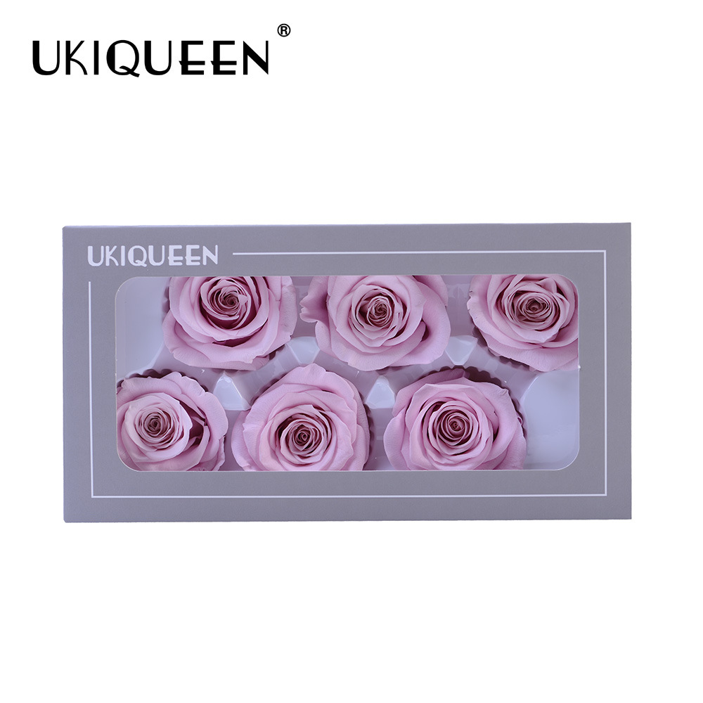 Clase B flor eterna 5-6cm seis piezas de eterna cabeza de flor Rosa DIY flor hecha a mano accesorios de la boda flores