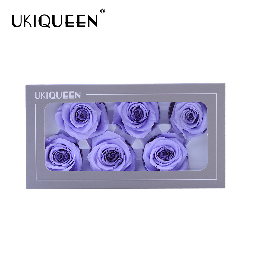 Clase B flor eterna 5-6cm seis piezas de eterna cabeza de flor Rosa DIY flor hecha a mano accesorios de la boda flores