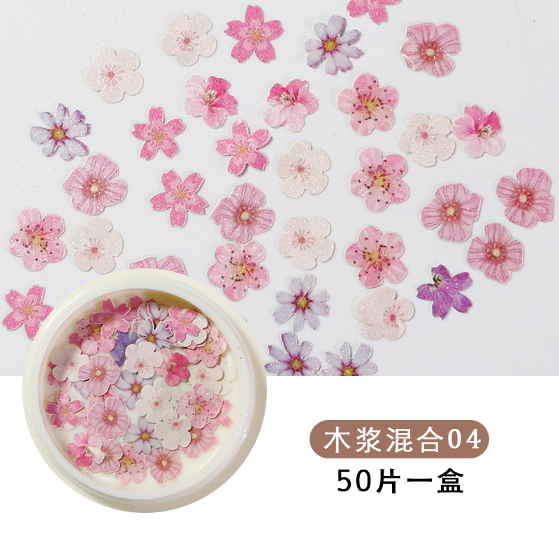 Princesa accesorios de uñas ins estilo color mezclado Año Nuevo Día de San Valentín flor Rosa parche de uñas pieza de pulpa de madera