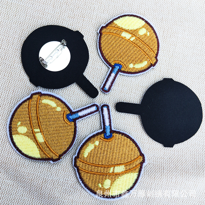 厂家直销现货批发棒棒糖果刺绣胸针补丁贴绣花各种刺绣可定