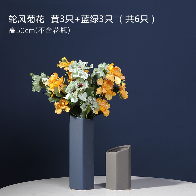 Moderno minimalista geométrico multilateral jarrón de cerámica florero hogar sala de estar diseñador decoración suave adornos