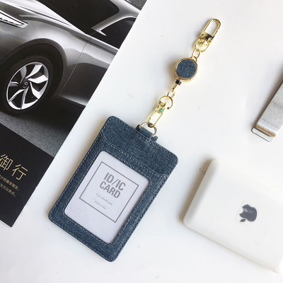 Liu Xiaoshu papelería Tarjeta de pecho superficie de cuero hebilla fácil de tirar Tarjeta de pecho hebilla telescópica cubierta de tarjeta cordón control de acceso enfermera permiso de trabajo formulación