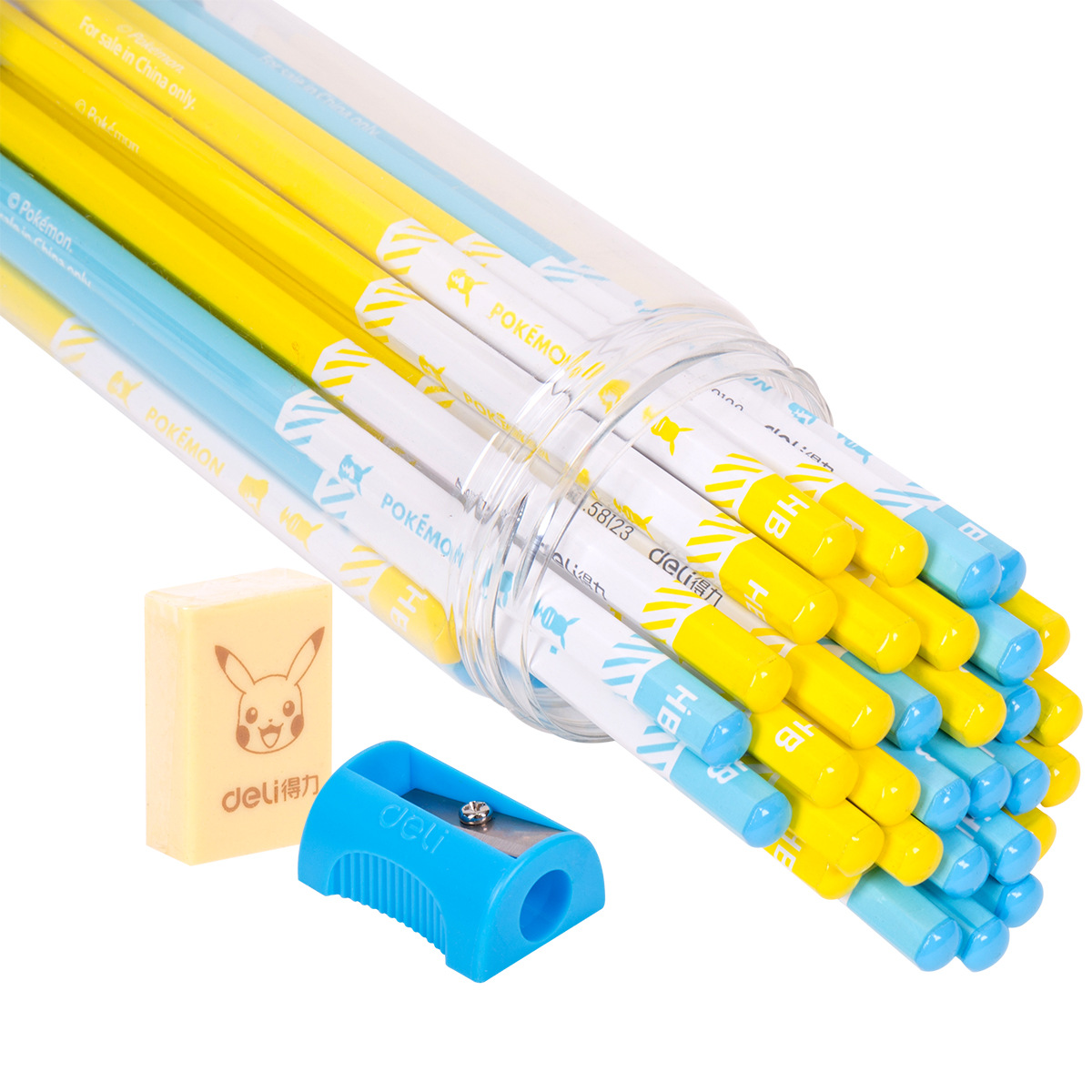 Deli 58123 pikachu serie de escritura lápiz hexagonal 36 barril HB autocontenido de goma sacapuntas