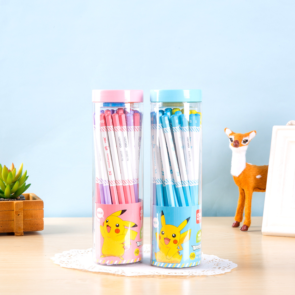 Deli 58123 pikachu serie de escritura lápiz hexagonal 36 barril HB autocontenido de goma sacapuntas