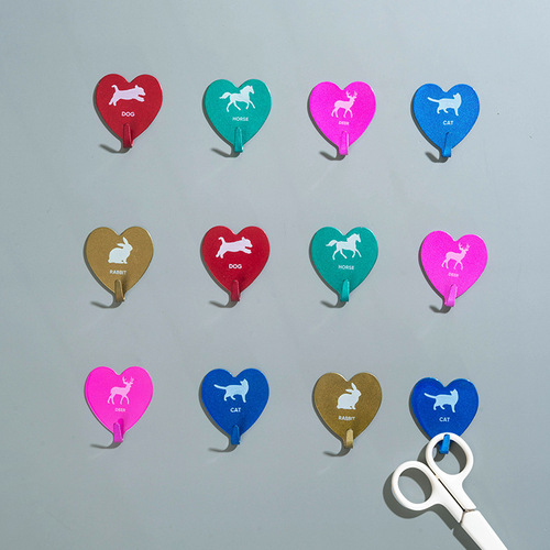 Japanese girl heart pink love sticky hook peach heart stainless steel hook heart-shaped sticky hook soft girl room decoration hook