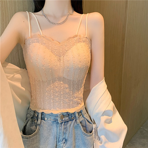 Lace beautiful back vest bra, one-piece long style, outer wear, inner wear, chest wrap, thin summer anti-exposure tube top bra for women