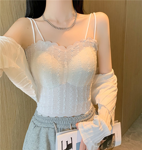 Lace beautiful back vest bra, one-piece long style, outer wear, inner wear, chest wrap, thin summer anti-exposure tube top bra for women