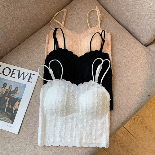 Lace beautiful back vest bra, one-piece long style, outer wear, inner wear, chest wrap, thin summer anti-exposure tube top bra for women