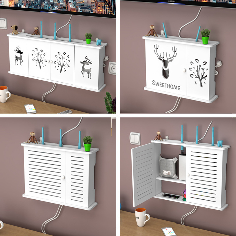 Router Storage Box Wall Wifi Tv Set-Top Box Punch-Free Wall-Mounted Plug-In Socket Blocking Router Storage Box Wall Wifi Tv Set-Top Box Punch-Free Wall-Mounted Plug-In Socket Blocking
