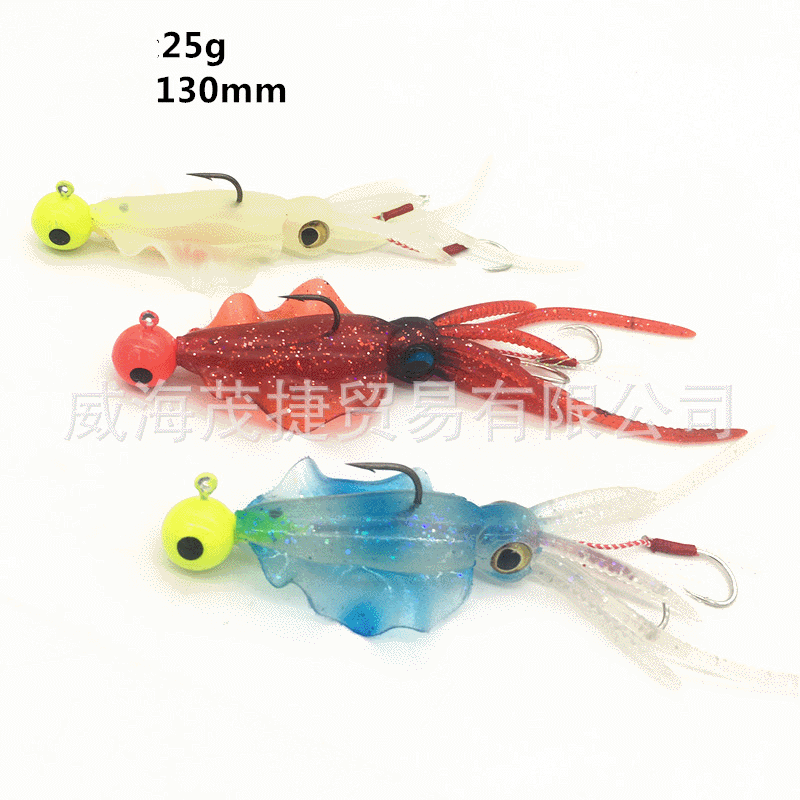 13cm gancho de cabeza de plomo gancho de mano luminoso cebo de calamar pesca de mar pesca de arrastre simulación de pulpo abalorios Luya cebo suave pesca en alta mar