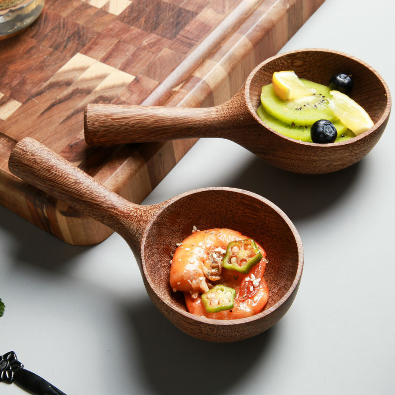 Chicken Wing Wooden Ladle Wooden Short Handle Rice Ladle Water Ladle Wooden Spoon Soup Spoon Wine Ladle Bath Sauna Kitchen Barrel Spoon