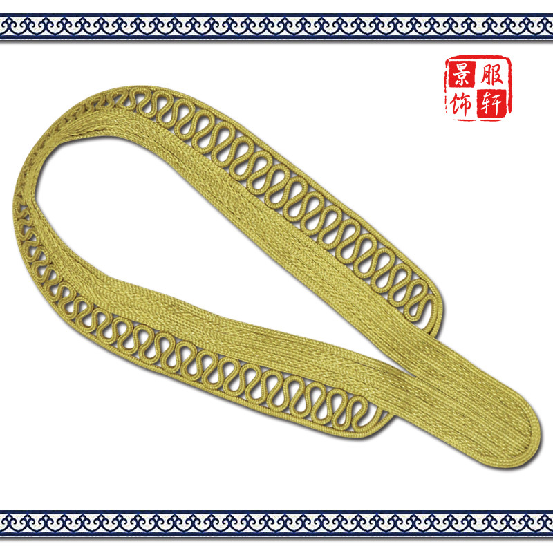 金丝金色手工编织大衣礼服饰品弧形大衣领景轩服饰欧美风复古外套