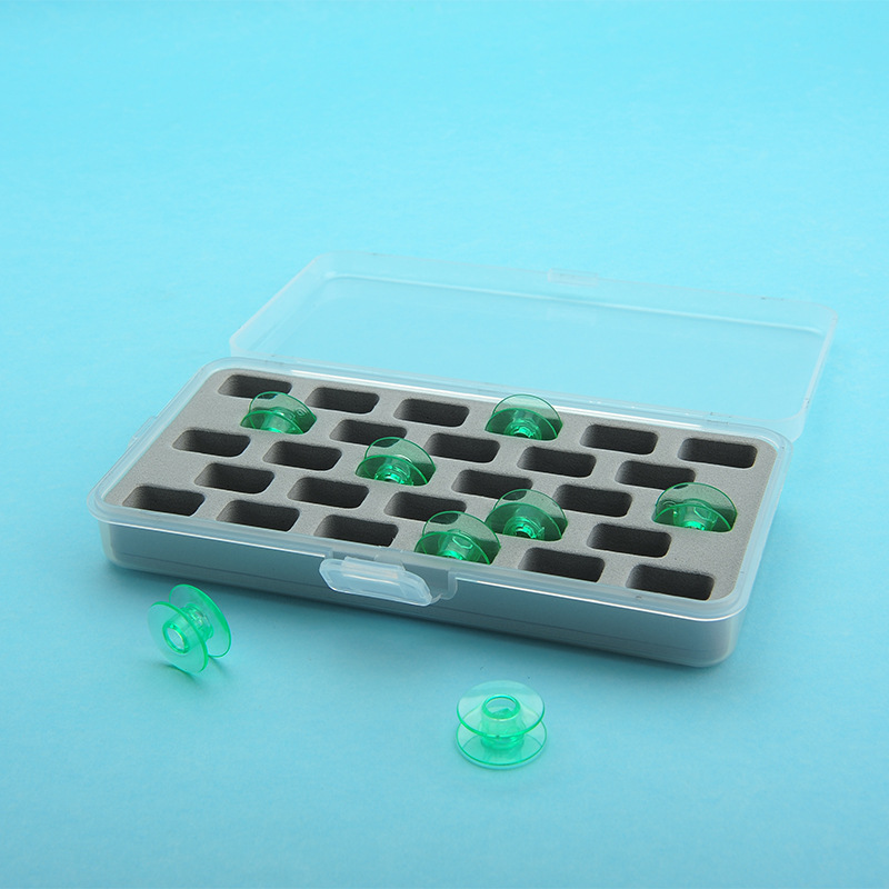 Máquina DE COSER herramienta de la bobina caja de almacenamiento de plástico 28 rejilla caja de bobina engrosada con esponja fija caja de bobina caja de costura