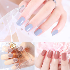 Full-coverage solid color nail stickers, detachable and wearable nail stickers, 24-piece set, wholesale false nail stickers