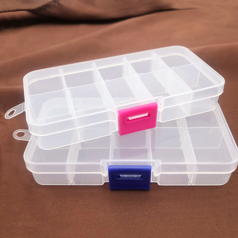透明格子塑料收纳盒耳环戒指项链手链首饰盒饰品收纳盒两色随机发