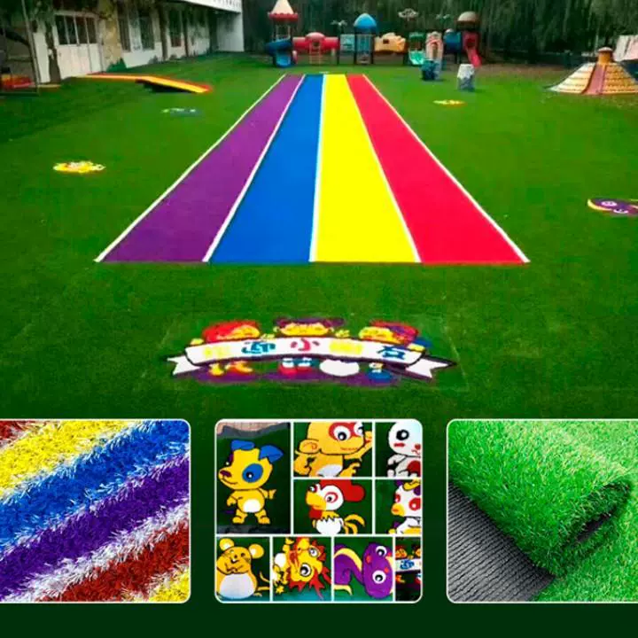 Искусственный газон для детских садов, имитирующий радужную дорожку, цветной, для использования на улице, в наличии.